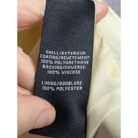 7 For All Mankind Faux Leather Cropped Blazer Cream Double Breasted Jacket M - Picture 9 of 9